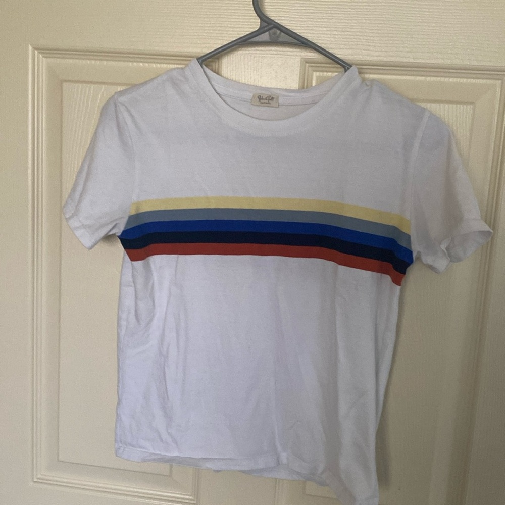 White with stripes cropped T-shirt size small/medium